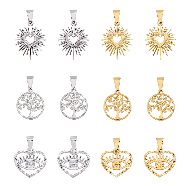 PandaHall DICOSMETIC 12Pcs 6 Style Vacuum Plating 304 Stainless Steel Pendants, Hollow Heart & Flat Round with Tree of Life Charms, Mixed...
PandaHall DICOSMETIC 12Pcs 6 Style Vacuum Plating 304 Stainless Steel Pendants, Hollow Heart & Flat Round with Tree of Life Charms, Mixed...