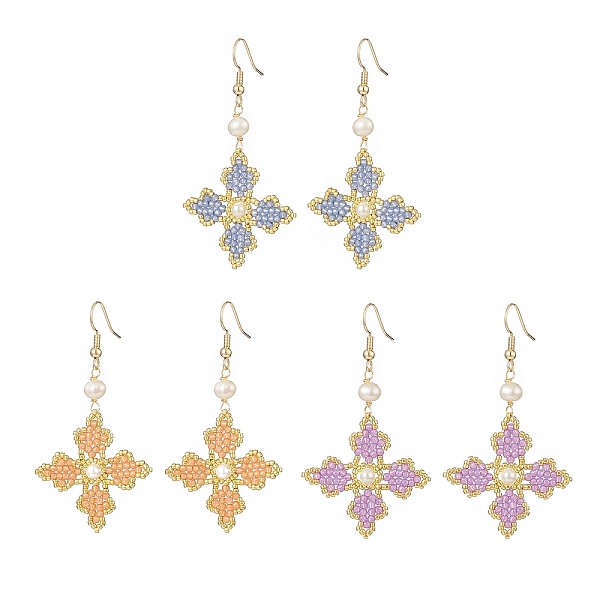 PandaHall Glass Seed Beaded Cross Fleury Dangle Earrings with Round Shell Pearl, Brass Jewelry for Women, Mixed Color, 62mm, Pin: 0.8mm, 3..., Multicolor
PandaHall Glass Seed Beaded Cross Fleury Dangle Earrings with Round Shell Pearl, Brass Jewelry for Women, Mixed Color, 62mm, Pin: 0.8mm, 3..., Multicolor