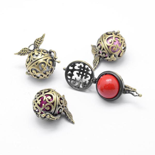 PandaHall Rack Plating Brass Cage Pendants, Chime Ball Pendants, with Brass Bell Beads, Lead Free & Cadmium Free, Round with Wing, Brushed..., Multicolor
PandaHall Rack Plating Brass Cage Pendants, Chime Ball Pendants, with Brass Bell Beads, Lead Free & Cadmium Free, Round with Wing, Brushed..., Multicolor