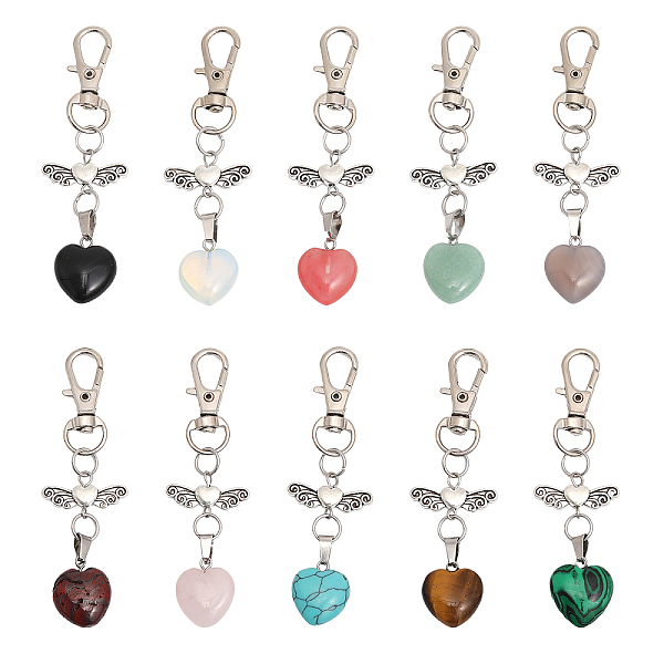 PandaHall CHGCRAFT 1 Set Heart Shape Gemstone Pendant Decoration, with Alloy Swivel Clasps Charms and Wing Beads, for Keychain, Purse...
PandaHall CHGCRAFT 1 Set Heart Shape Gemstone Pendant Decoration, with Alloy Swivel Clasps Charms and Wing Beads, for Keychain, Purse...
