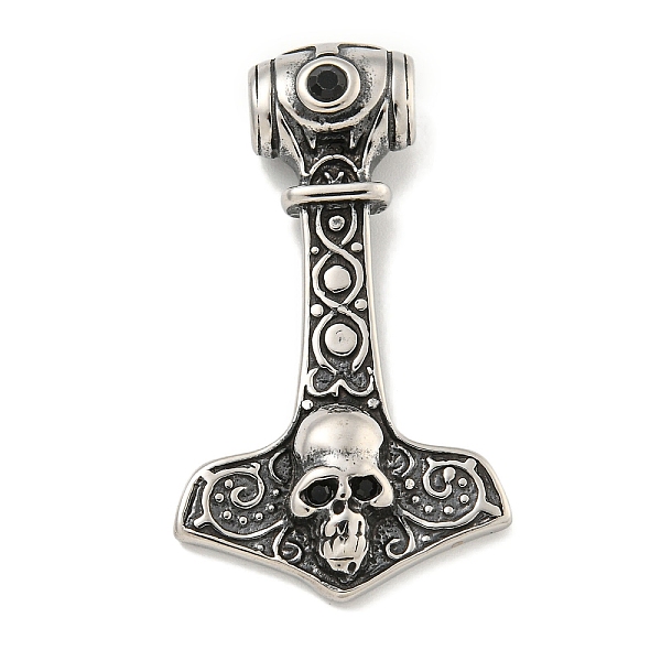 PandaHall 316 Surgical Stainless Steel Pendants, with Rhinestone, Thor's Hammer with Skull Charm, Jet, 42x24.5x8.5mm, Hole: 5x4mm 316..., Black
PandaHall 316 Surgical Stainless Steel Pendants, with Rhinestone, Thor's Hammer with Skull Charm, Jet, 42x24.5x8.5mm, Hole: 5x4mm 316..., Black