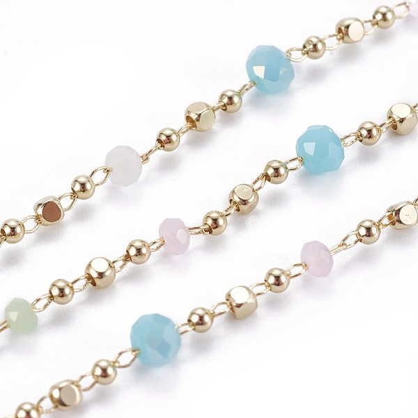 PandaHall Handmade Glass Beaded Chains, Soldered, with Brass Chains and Beads, Long-Lasting Plated, with Spool, Faceted Rondelle, Real 18K...
PandaHall Handmade Glass Beaded Chains, Soldered, with Brass Chains and Beads, Long-Lasting Plated, with Spool, Faceted Rondelle, Real 18K...