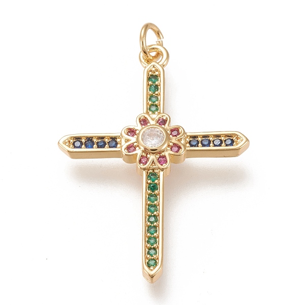 PandaHall Brass Micro Pave Cubic Zirconia Pendants, with Jump Rings, Cross with Flower, Colorful, Real 18K Gold Plated, 33x24x3mm, Jump...
PandaHall Brass Micro Pave Cubic Zirconia Pendants, with Jump Rings, Cross with Flower, Colorful, Real 18K Gold Plated, 33x24x3mm, Jump...