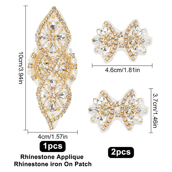 PandaHall FINGERINSPIRE 3Pcs 2 Style Rhinestone Applique for Wedding Dress Gold Iron on/Sew Rhinestone Patch Rhinestone Flower Shape Hotfix..., Clear
PandaHall FINGERINSPIRE 3Pcs 2 Style Rhinestone Applique for Wedding Dress Gold Iron on/Sew Rhinestone Patch Rhinestone Flower Shape Hotfix..., Clear