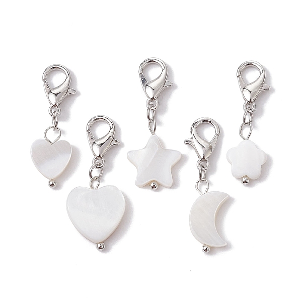 PandaHall Natural Freshwater Shell Pendants Decorations, with Alloy Lobster Claw Clasps, Heart/Star/Moon/Flower, Platinum, 26~29mm Shell...
PandaHall Natural Freshwater Shell Pendants Decorations, with Alloy Lobster Claw Clasps, Heart/Star/Moon/Flower, Platinum, 26~29mm Shell...