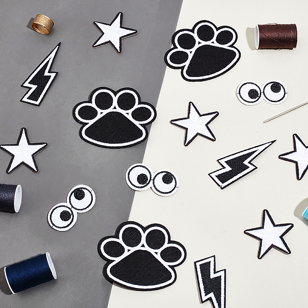 PandaHall 40pcs Embroidered Iron On Patch, 4 Styles Lightning/Star/Cat Claw/Eye Shape Flash Appliques DIY Sew-on Patches for Clothing..., Multicolor
PandaHall 40pcs Embroidered Iron On Patch, 4 Styles Lightning/Star/Cat Claw/Eye Shape Flash Appliques DIY Sew-on Patches for Clothing..., Multicolor