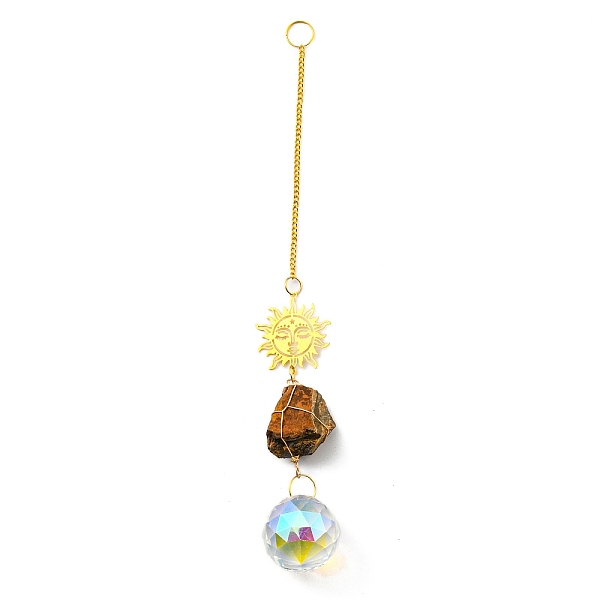 PandaHall Wire Wrapped Nuggets Natural Tiger Eye Pendant Decorations, Brass Sun and Glass Round Tassels Hanging Ornaments, 235mm, Hole: 11mm...
PandaHall Wire Wrapped Nuggets Natural Tiger Eye Pendant Decorations, Brass Sun and Glass Round Tassels Hanging Ornaments, 235mm, Hole: 11mm...