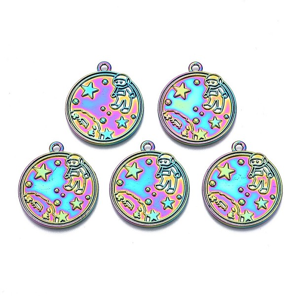 PandaHall Rack Plating Rainbow Color Alloy Pendants, Cadmium Free & Nickel Free & Lead Free, Flat Round with Rocket & Spaceman, 28x25x1mm...
PandaHall Rack Plating Rainbow Color Alloy Pendants, Cadmium Free & Nickel Free & Lead Free, Flat Round with Rocket & Spaceman, 28x25x1mm...