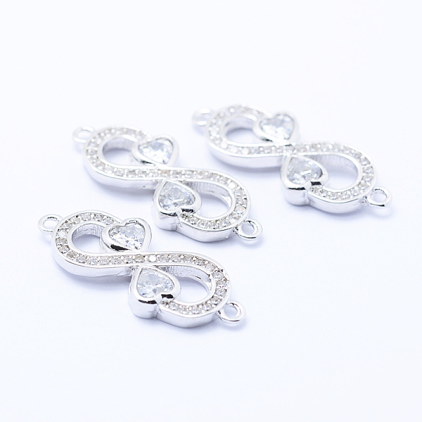 PandaHall Brass Micro Pave Cubic Zirconia Links, Clear, Lead Free & Nickel Free & Cadmium Free, Infinity with Heart, Platinum, 24x9x3mm...
PandaHall Brass Micro Pave Cubic Zirconia Links, Clear, Lead Free & Nickel Free & Cadmium Free, Infinity with Heart, Platinum, 24x9x3mm...