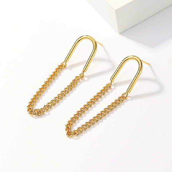 PandaHall 304 Stainless Steel Dangle Stud Earrings, Chains Tassel Earrings, Golden, Arch, 53x18mm 304 Stainless Steel Arch
PandaHall 304 Stainless Steel Dangle Stud Earrings, Chains Tassel Earrings, Golden, Arch, 53x18mm 304 Stainless Steel Arch