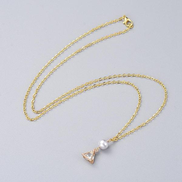 PandaHall Triangle Alloy Pendants Necklaces, with Cubic Zirconia, Glass Pearl Round Beads, Brass Cable Chains and Cardboard Packing Box..., Multicolor
PandaHall Triangle Alloy Pendants Necklaces, with Cubic Zirconia, Glass Pearl Round Beads, Brass Cable Chains and Cardboard Packing Box..., Multicolor