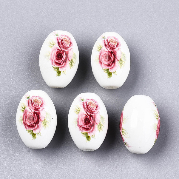 PandaHall Printed & Spray Painted Opaque Glass Beads, Oval with Floral Pattern, White, 15x10mm, Hole: 1.6mm Glass Flower White
PandaHall Printed & Spray Painted Opaque Glass Beads, Oval with Floral Pattern, White, 15x10mm, Hole: 1.6mm Glass Flower White