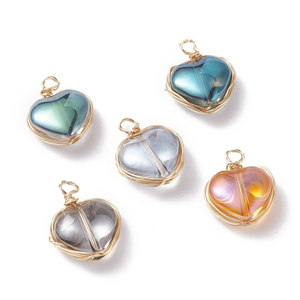 PandaHall Electroplated Glass Pendants, with Copper Findings, Heart, Golden, Mixed Color, 14x12x5.5mm, Hole: 2.5mm Glass Heart Multicolor
PandaHall Electroplated Glass Pendants, with Copper Findings, Heart, Golden, Mixed Color, 14x12x5.5mm, Hole: 2.5mm Glass Heart Multicolor