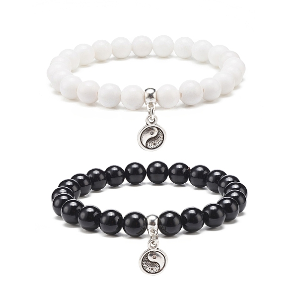 PandaHall 2Pcs 2 Color Natural Mashan Jade Round Beaded Stretch Bracelets Set with Alloy Yin Yang Charms, Gemstone Jewelry for Women, White...
PandaHall 2Pcs 2 Color Natural Mashan Jade Round Beaded Stretch Bracelets Set with Alloy Yin Yang Charms, Gemstone Jewelry for Women, White...