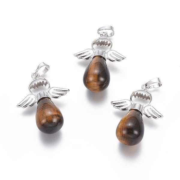PandaHall Natural Tiger Eye Pendants, with Platinum Tone Brass Findings, Angel, 39x28x14mm, Hole: 5x7mm Tiger Eye Angel & Fairy
PandaHall Natural Tiger Eye Pendants, with Platinum Tone Brass Findings, Angel, 39x28x14mm, Hole: 5x7mm Tiger Eye Angel & Fairy