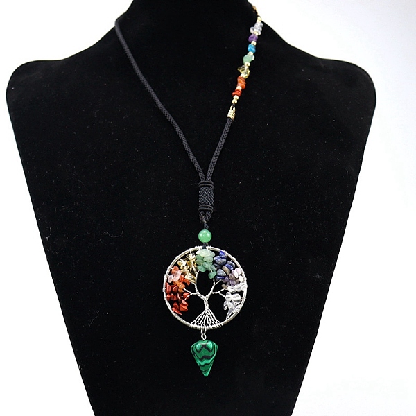 PandaHall Chakra Themed Natural & Synthetic Mixed Gemstone Chips Beaded Tree of Life Pendant Necklaces, Platinum Brass Wire Wrap Necklace...
PandaHall Chakra Themed Natural & Synthetic Mixed Gemstone Chips Beaded Tree of Life Pendant Necklaces, Platinum Brass Wire Wrap Necklace...