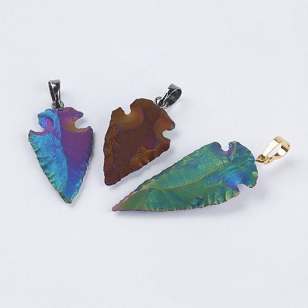 PandaHall Electroplate Natural Indian Agate Pendants, with Brass Findings, Arrow, 32~46x18~19x4~8mm, Hole: 5x8mm Indian Agate Arrow..., Multicolor
PandaHall Electroplate Natural Indian Agate Pendants, with Brass Findings, Arrow, 32~46x18~19x4~8mm, Hole: 5x8mm Indian Agate Arrow..., Multicolor