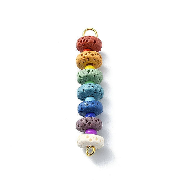 PandaHall Chakra Natural Lava Rock Dyed Flat Round Connector Charms, Colorful Gems 304 Stainless Steel Glass Seed Beads Links, Golden...
PandaHall Chakra Natural Lava Rock Dyed Flat Round Connector Charms, Colorful Gems 304 Stainless Steel Glass Seed Beads Links, Golden...