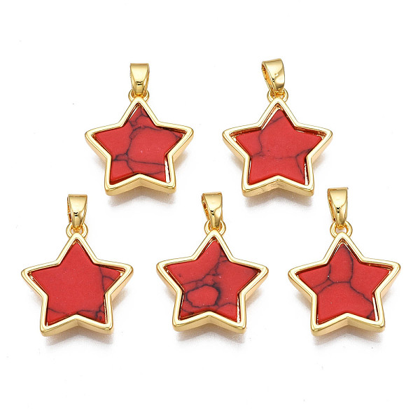 PandaHall Real 18K Gold Plated Brass Pendants, with Synthetic Turquoise Cabochons, Cadmium Free & Nickel Free & Lead Free, Star, Turquoise...
PandaHall Real 18K Gold Plated Brass Pendants, with Synthetic Turquoise Cabochons, Cadmium Free & Nickel Free & Lead Free, Star, Turquoise...