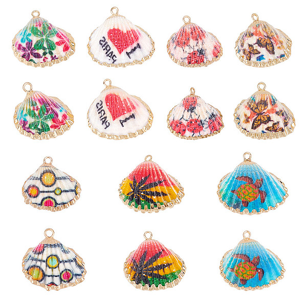 PandaHall CHGCRAFT 14Pcs 7 Style Electroplate Printed Natural Scallop Shell Pendants, Sea Shell Pendants, with Golden Brass Loops, Mixed...
PandaHall CHGCRAFT 14Pcs 7 Style Electroplate Printed Natural Scallop Shell Pendants, Sea Shell Pendants, with Golden Brass Loops, Mixed...