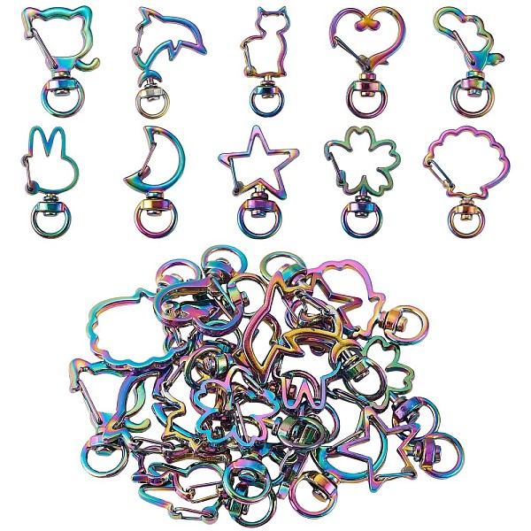 PandaHall 20Pcs 10 Styles Rainbow Color Vacuum Plated Alloy Keychain Clasps, Lanyard Hollow Trigger Snap Hooks, Star & Moon & Flower & Cat &...
PandaHall 20Pcs 10 Styles Rainbow Color Vacuum Plated Alloy Keychain Clasps, Lanyard Hollow Trigger Snap Hooks, Star & Moon & Flower & Cat &...