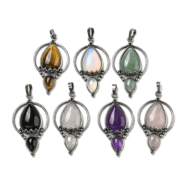 PandaHall Natural & Synthetic Mixed Gemstone Pendants, Rack Plating Brass Teardrop Charms, Antique Silver, Cadmium Free & Lead Free...
PandaHall Natural & Synthetic Mixed Gemstone Pendants, Rack Plating Brass Teardrop Charms, Antique Silver, Cadmium Free & Lead Free...