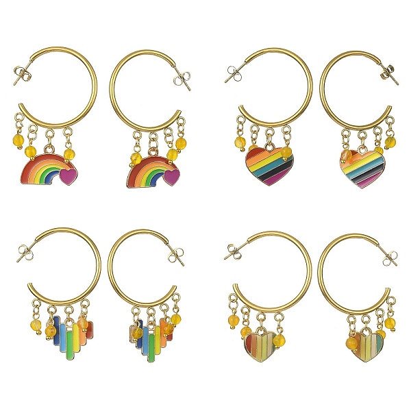 PandaHall Rainbow Pride Flag Alloy Enamel Dangle Stud Earrings, Natural Agate Beads Drop Half Hoop Earrings, Mixed Shapes, 46~50x26.5mm...
PandaHall Rainbow Pride Flag Alloy Enamel Dangle Stud Earrings, Natural Agate Beads Drop Half Hoop Earrings, Mixed Shapes, 46~50x26.5mm...