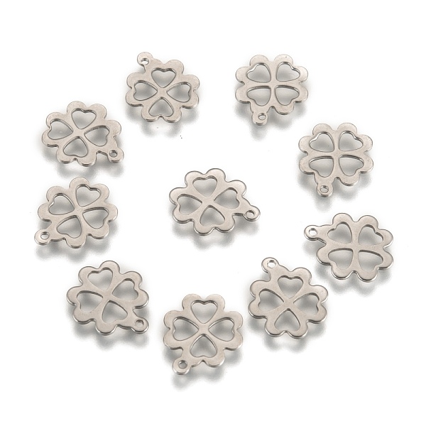 PandaHall 304 Stainless Steel Four Leaf Clover Charms Pendants, Stainless Steel Color, 15x13x1mm, Hole: 1mm 304 Stainless Steel Clover
PandaHall 304 Stainless Steel Four Leaf Clover Charms Pendants, Stainless Steel Color, 15x13x1mm, Hole: 1mm 304 Stainless Steel Clover