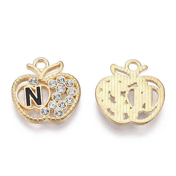 PandaHall Alloy Enamel Pendants, with Crystal Rhinestone, Cadmium Free & Lead Free, Apple with Initial Letter, Light Gold, Letter.N..., Black
PandaHall Alloy Enamel Pendants, with Crystal Rhinestone, Cadmium Free & Lead Free, Apple with Initial Letter, Light Gold, Letter.N..., Black