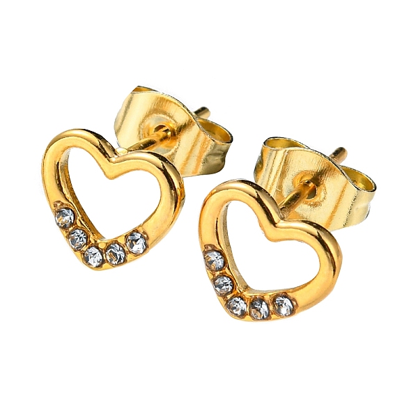 PandaHall Vacuum Plating 304 Stainless Steel Stud Earrings with Rhinestone for Women, Heart, Golden, 7x8mm Rhinestone Heart
PandaHall Vacuum Plating 304 Stainless Steel Stud Earrings with Rhinestone for Women, Heart, Golden, 7x8mm Rhinestone Heart