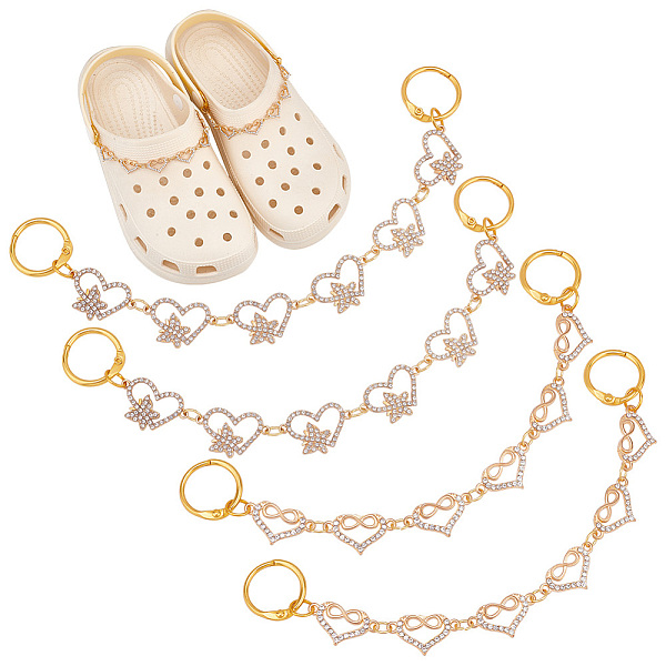 PandaHall Heart with Butterfly/Infinity Alloy Rhinestone Link Shoe Decoration Chain, with Alloy Spring Ring Clasps, Golden, 190~198mm, 2...
PandaHall Heart with Butterfly/Infinity Alloy Rhinestone Link Shoe Decoration Chain, with Alloy Spring Ring Clasps, Golden, 190~198mm, 2...