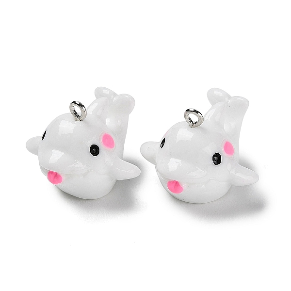 PandaHall Opaque Resin Pendants, Dolphin Charms, with Platinum Tone Iron Loops, WhiteSmoke, 20x24.5x25mm, Hole: 2mm Iron+Resin Dolphin White 
PandaHall Opaque Resin Pendants, Dolphin Charms, with Platinum Tone Iron Loops, WhiteSmoke, 20x24.5x25mm, Hole: 2mm Iron+Resin Dolphin White
