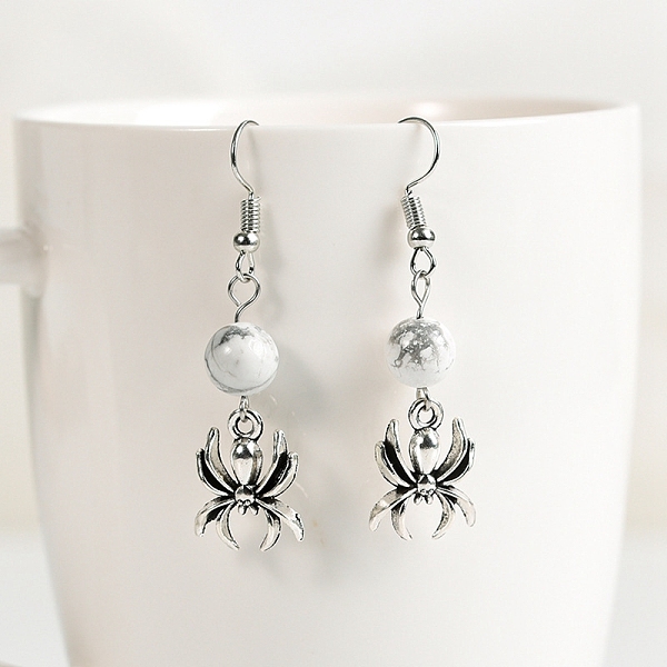 PandaHall Natural Howlite Dangle Earrings, Alloy Halloween Spider Jewelry for Women, 46x8mm Howlite Spider
PandaHall Natural Howlite Dangle Earrings, Alloy Halloween Spider Jewelry for Women, 46x8mm Howlite Spider