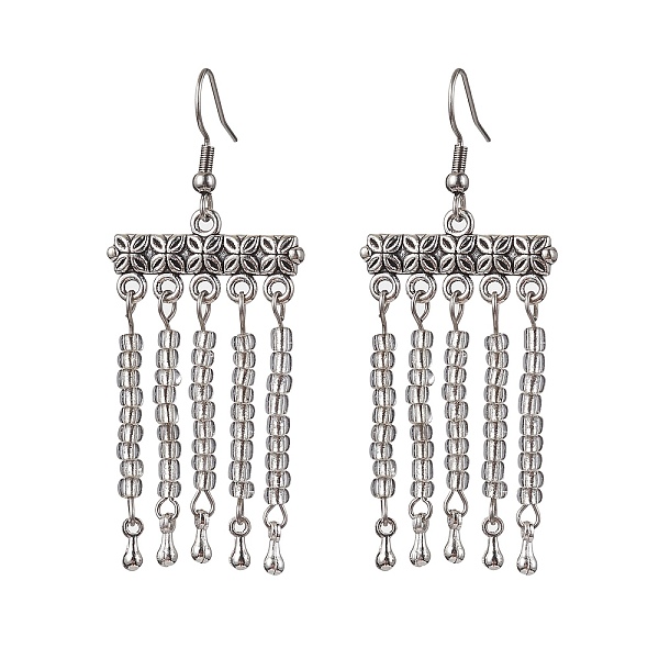 PandaHall 304 Stainless Steel Flower Chandelier Earrings, Glass Beaded Tassel Earrings, Antique Silver, 61x25mm 304 Stainless Steel Flower
PandaHall 304 Stainless Steel Flower Chandelier Earrings, Glass Beaded Tassel Earrings, Antique Silver, 61x25mm 304 Stainless Steel Flower