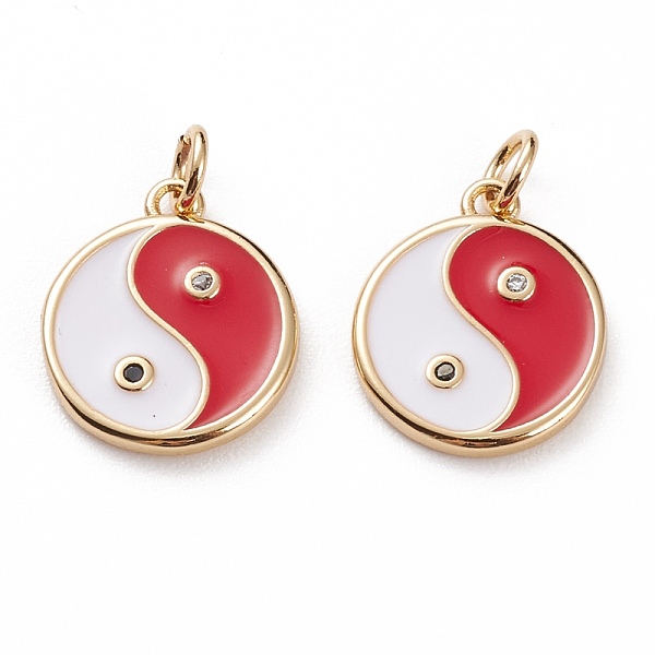 PandaHall Brass Micro Pave Clear Cubic Zirconia Pendants, with Enamel & Jump Rings, Flat Round with Yin Yang, Real 18K Gold Plated, Red...
PandaHall Brass Micro Pave Clear Cubic Zirconia Pendants, with Enamel & Jump Rings, Flat Round with Yin Yang, Real 18K Gold Plated, Red...