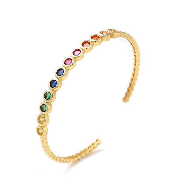PandaHall Colorful Cubic Zirconia Flat Round Open Cuff Bangle, Rack Plating Brass Jewelry for Women, Lead Free & Cadium Free, Real 18K Gold...
PandaHall Colorful Cubic Zirconia Flat Round Open Cuff Bangle, Rack Plating Brass Jewelry for Women, Lead Free & Cadium Free, Real 18K Gold...