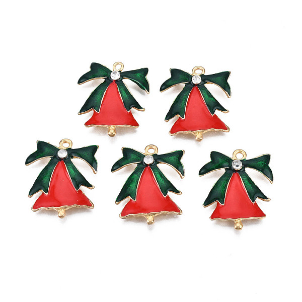 PandaHall Rack Plating Alloy Enamel Pendants, with Crystal Rhinestone, Cadmium Free & Nickel Free & Lead Free, Light Gold, Christmas Bell..., Red
PandaHall Rack Plating Alloy Enamel Pendants, with Crystal Rhinestone, Cadmium Free & Nickel Free & Lead Free, Light Gold, Christmas Bell..., Red