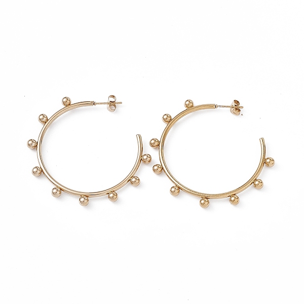 PandaHall 201 Stainless Steel Beaded Ring Stud Earrings with 304 Stainless Steel Pins, Half Hoop Earrings for Women, Golden, 46.5x49x2.6mm...
PandaHall 201 Stainless Steel Beaded Ring Stud Earrings with 304 Stainless Steel Pins, Half Hoop Earrings for Women, Golden, 46.5x49x2.6mm...