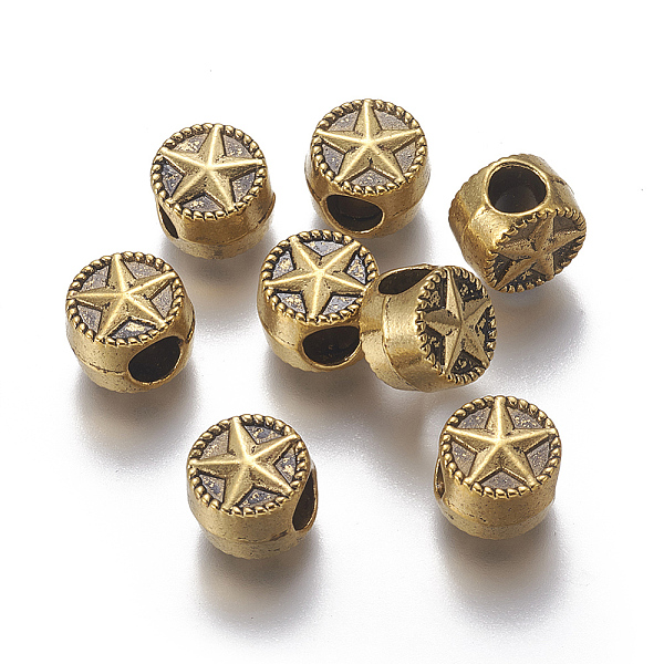 PandaHall Tibetan Style Alloy Beads, Flat Round with Star, Antique Golden, 10x7mm, Hole: 4mm Alloy Flat Round
PandaHall Tibetan Style Alloy Beads, Flat Round with Star, Antique Golden, 10x7mm, Hole: 4mm Alloy Flat Round