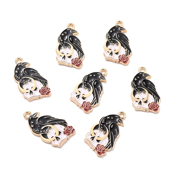 PandaHall Alloy Enamel Pendants, Gothic Theme, Crow with Rose Flower & Skull, Black, 27x16x1.5mm, Hole: 2mm Alloy+Enamel Bird Black
PandaHall Alloy Enamel Pendants, Gothic Theme, Crow with Rose Flower & Skull, Black, 27x16x1.5mm, Hole: 2mm Alloy+Enamel Bird Black