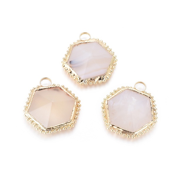 PandaHall Natural Agate Pendants, with Brass Findings, Faceted, Hexagon, Golden, 47~48x44~45x12mm, Hole: 8mm Natural Agate Hexagon
PandaHall Natural Agate Pendants, with Brass Findings, Faceted, Hexagon, Golden, 47~48x44~45x12mm, Hole: 8mm Natural Agate Hexagon