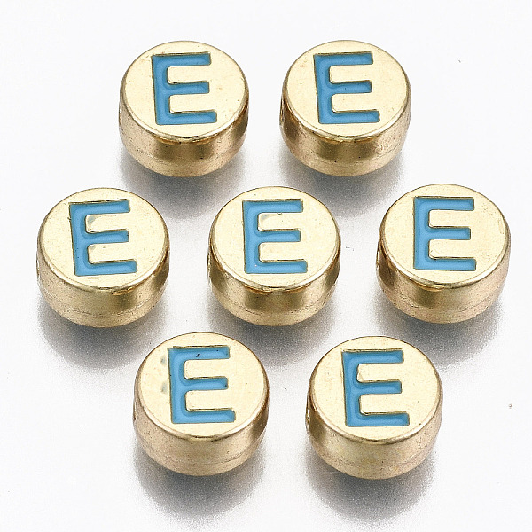 PandaHall Alloy Enamel Beads, Cadmium Free & Lead Free, Flat Round with Initial Letters, Light Gold, Sky Blue, Letter.E, 8x4mm, Hole: 1.5mm...
PandaHall Alloy Enamel Beads, Cadmium Free & Lead Free, Flat Round with Initial Letters, Light Gold, Sky Blue, Letter.E, 8x4mm, Hole: 1.5mm...