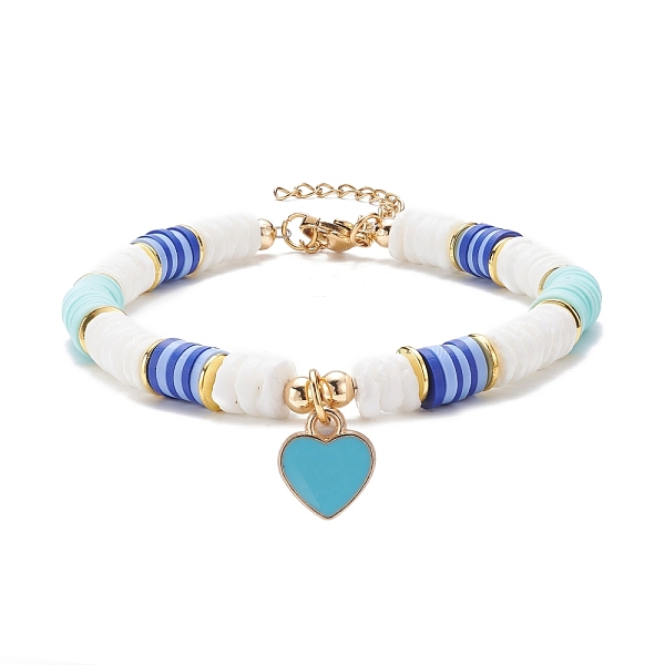 PandaHall Heart Charm Bracelet, Polymer Clay Heishi Surfer Bracelet, Preppy Jewelry for Women, Golden, Blue, 7-5/8 inch(19.4cm) Polymer Clay...
PandaHall Heart Charm Bracelet, Polymer Clay Heishi Surfer Bracelet, Preppy Jewelry for Women, Golden, Blue, 7-5/8 inch(19.4cm) Polymer Clay...
