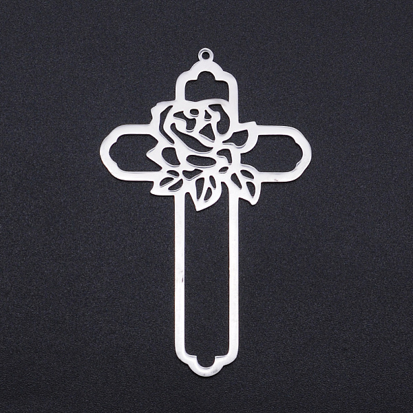 PandaHall 201 Stainless Steel Big Pendants, Filigree Joiners Findings, Laser Cut, Cross with Flower, Stainless Steel Color, 62.5x39.5x1mm...
PandaHall 201 Stainless Steel Big Pendants, Filigree Joiners Findings, Laser Cut, Cross with Flower, Stainless Steel Color, 62.5x39.5x1mm...