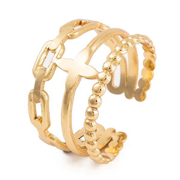 PandaHall Vacuum Plating 304 Stainless Steel Flower Open Cuff Rings, Wide Band Rings for Women, Golden, 13mm 304 Stainless Steel Flower
PandaHall Vacuum Plating 304 Stainless Steel Flower Open Cuff Rings, Wide Band Rings for Women, Golden, 13mm 304 Stainless Steel Flower