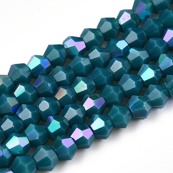 PandaHall Opaque Solid Color Electroplate Glass Beads Strands, AB Color Plated, Faceted, Bicone, Marine Blue, 3x2.5mm, Hole: 0.7mm, about...
PandaHall Opaque Solid Color Electroplate Glass Beads Strands, AB Color Plated, Faceted, Bicone, Marine Blue, 3x2.5mm, Hole: 0.7mm, about...