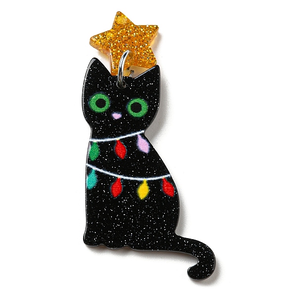 PandaHall Christmas Themed Acrylic Pendants, with Iron Findings, Cat Shape, 51x26x2mm, Hole: 1.2mm Acrylic Cat Shape
PandaHall Christmas Themed Acrylic Pendants, with Iron Findings, Cat Shape, 51x26x2mm, Hole: 1.2mm Acrylic Cat Shape
