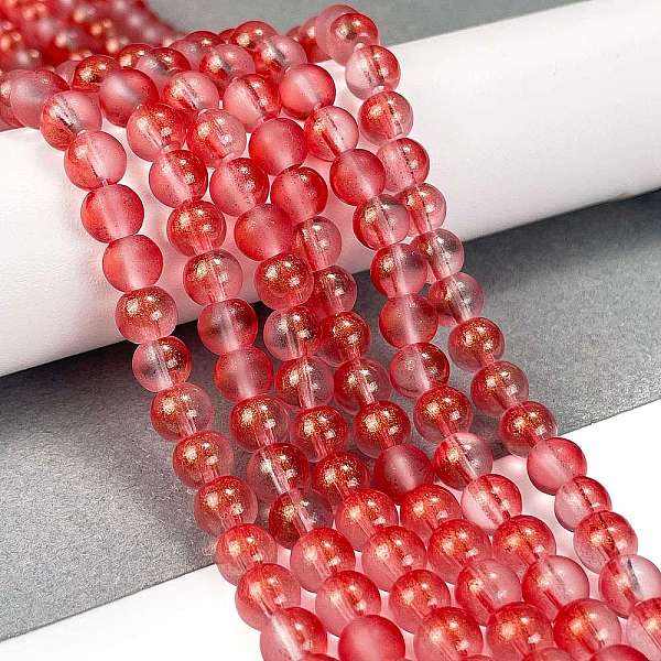 PandaHall Frosted Transparent Glass Bead Strands, with Gold Powder, Round, Salmon, 6mm, Hole: 1mm, about 146pcs/strand, 31.02''(78.8cm)..., Red
PandaHall Frosted Transparent Glass Bead Strands, with Gold Powder, Round, Salmon, 6mm, Hole: 1mm, about 146pcs/strand, 31.02''(78.8cm)..., Red