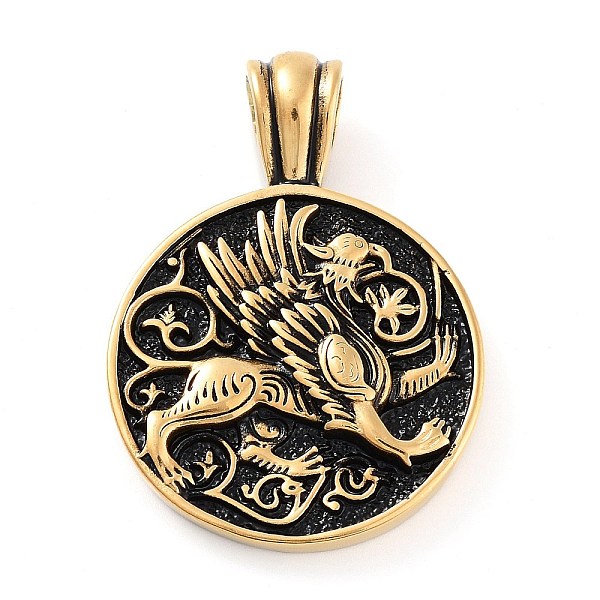 PandaHall 304 Stainless Steel Pendants, Flat Round with Griffin Charm, Antique Golden, 45x32x5.5mm, Hole: 6.5x6mm 304 Stainless Steel Flat...
PandaHall 304 Stainless Steel Pendants, Flat Round with Griffin Charm, Antique Golden, 45x32x5.5mm, Hole: 6.5x6mm 304 Stainless Steel Flat...