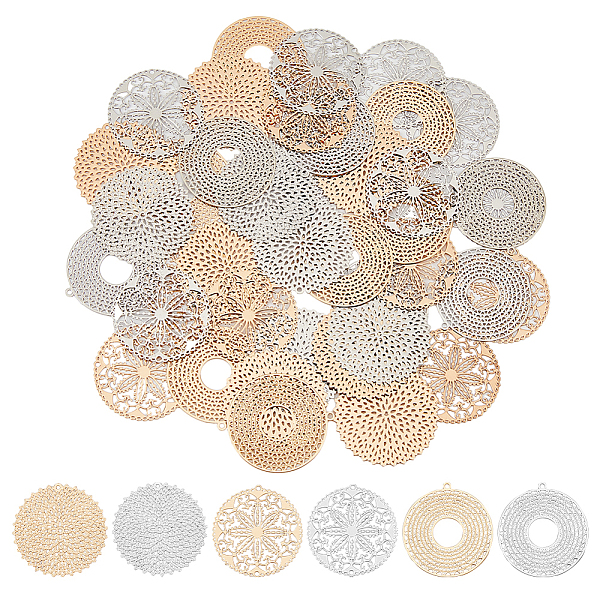 PandaHall DICOSMETIC 48Pcs 6 Styles Rack Plating Brass Filigree Pendants, Long-Lasting Plated, Flat Round, Platinum & Light Gold...
PandaHall DICOSMETIC 48Pcs 6 Styles Rack Plating Brass Filigree Pendants, Long-Lasting Plated, Flat Round, Platinum & Light Gold...